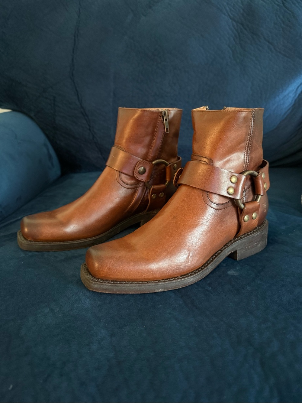 Frye Brown Leather Harness Ankle Boots - Picture 2 of 6